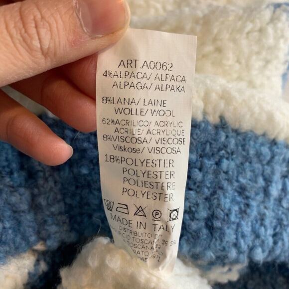 Toscanas 39 Sweater Womens M/L Multi Oversized Alpaca Blend Funnel Neck Cocoon - Picture 11 of 16